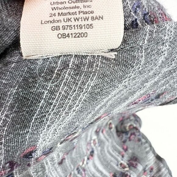 Free People Shirt Dress Womens Medium Gray Floral Long Sleeve Button Up - Picture 9 of 12